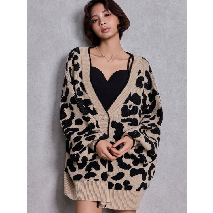 ラメGレオパードニットカーディガン | GYDA | 詳細画像2 