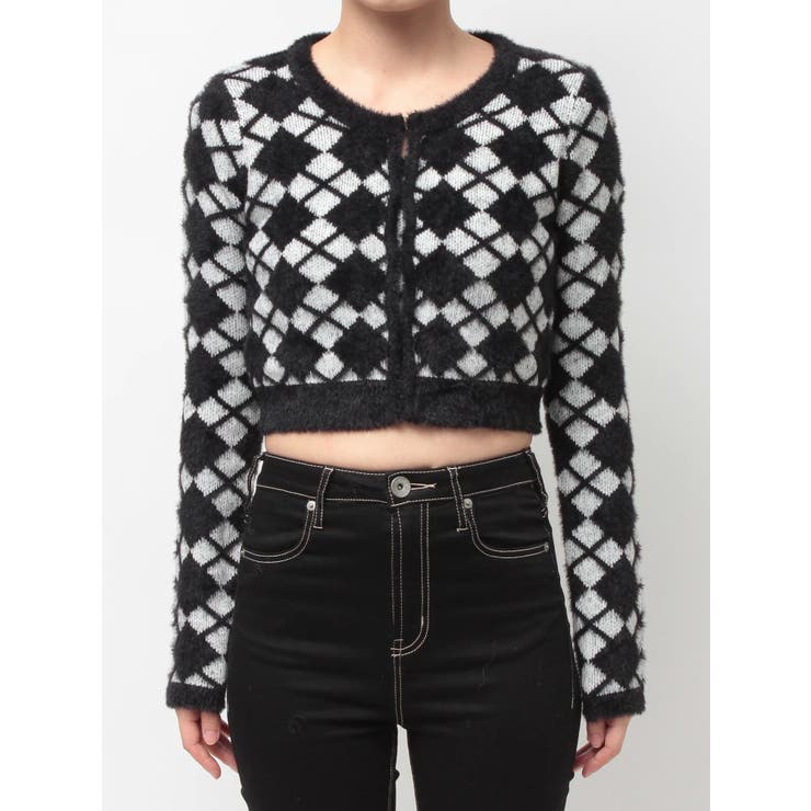 Argyll patternミニシャギーニットカーディガン | GYDA | 詳細画像11 