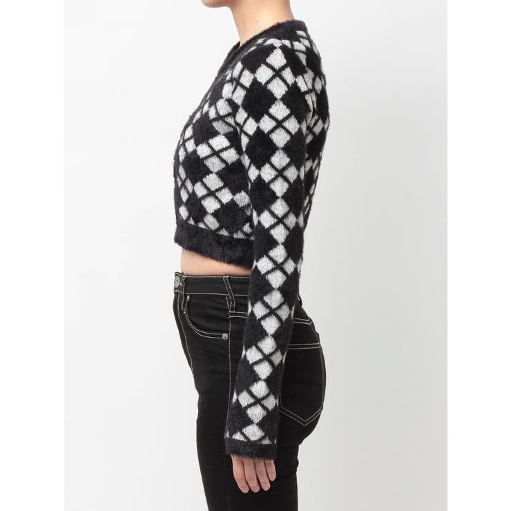 Argyll patternミニシャギーニットカーディガン | GYDA | 詳細画像12 