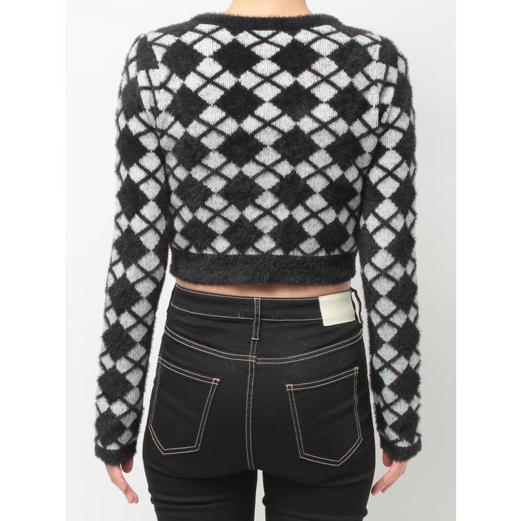 Argyll patternミニシャギーニットカーディガン | GYDA | 詳細画像13 