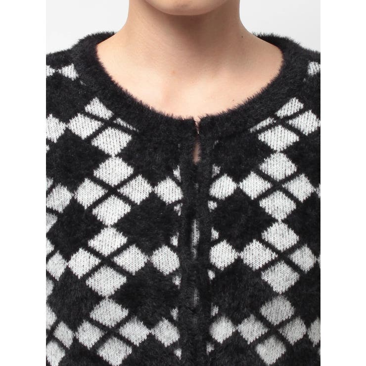 Argyll patternミニシャギーニットカーディガン | GYDA | 詳細画像14 