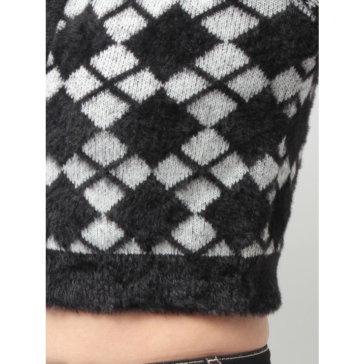 Argyll patternミニシャギーニットカーディガン | GYDA | 詳細画像16 