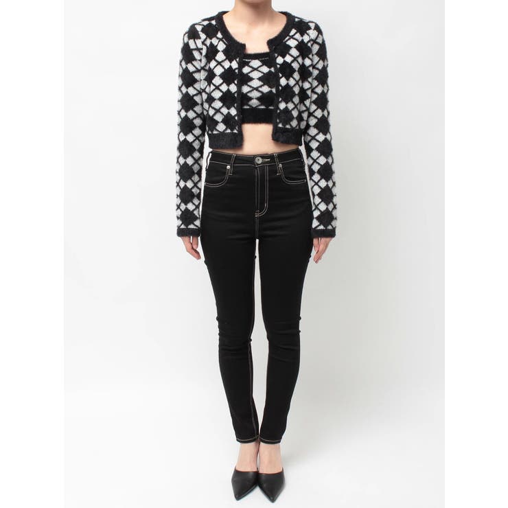 Argyll patternミニシャギーニットカーディガン | GYDA | 詳細画像18 