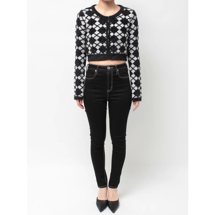 Argyll patternミニシャギーニットカーディガン | GYDA | 詳細画像19 