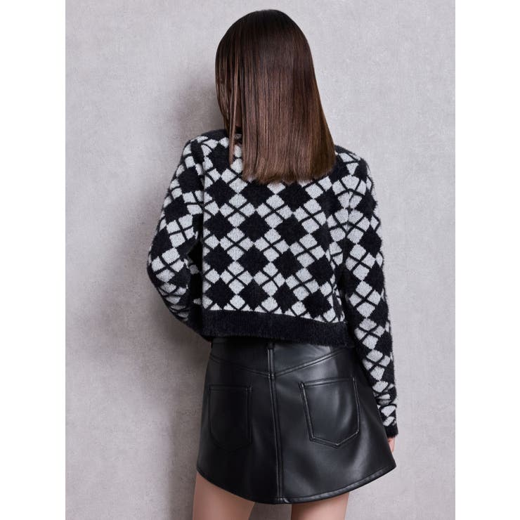 Argyll patternミニシャギーニットカーディガン | GYDA | 詳細画像3 