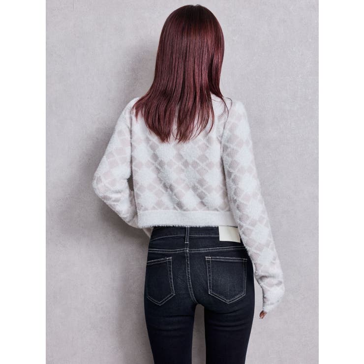 Argyll patternミニシャギーニットカーディガン | GYDA | 詳細画像8 