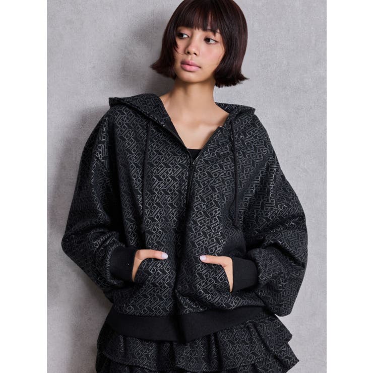 GG chain glitter print BIGパーカー | GYDA | 詳細画像2 