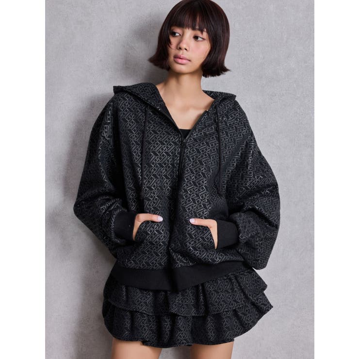 GG chain glitter print BIGパーカー | GYDA | 詳細画像4 