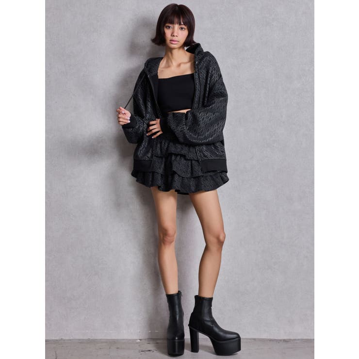 GG chain glitter print BIGパーカー | GYDA | 詳細画像9 