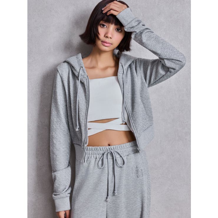 GG chain glitter print shortパーカー | GYDA | 詳細画像15 