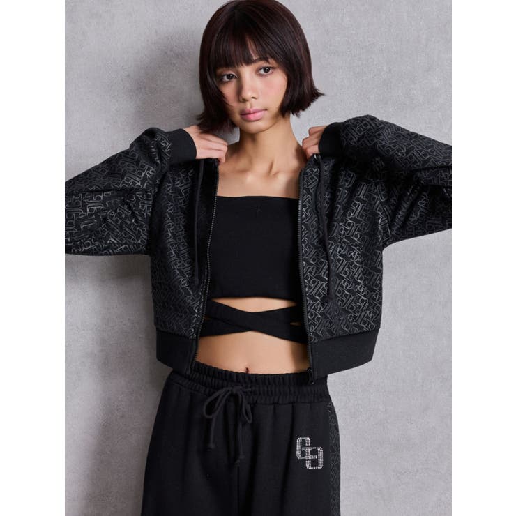GG chain glitter print shortパーカー | GYDA | 詳細画像6 