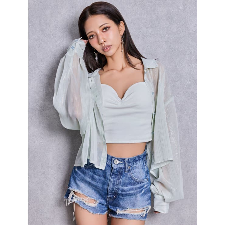 ショルダーストラップリブベアビスチェ | GYDA | 詳細画像30 