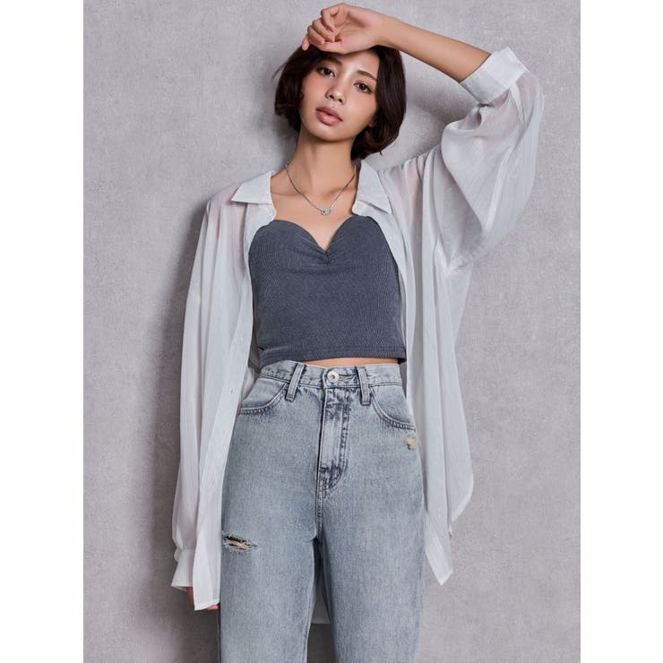 ショルダーストラップリブベアビスチェ | GYDA | 詳細画像6 