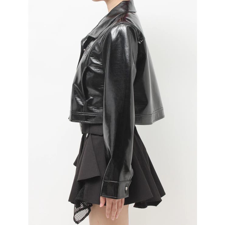 Symmetry GYDA EMBOSSパテントフェイクレザーショートジャケット | GYDA | 詳細画像16 