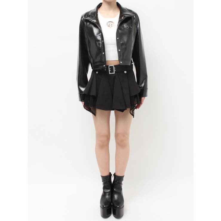 Symmetry GYDA EMBOSSパテントフェイクレザーショートジャケット | GYDA | 詳細画像24 