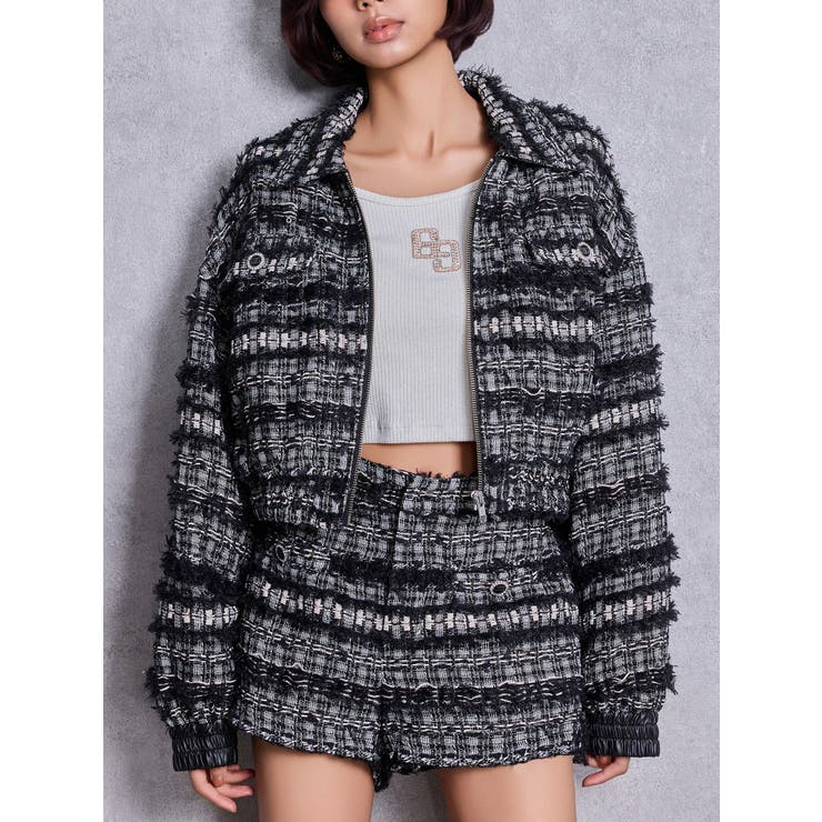 ブラック | Symmetry GYDAラメツイードジャケット | GYDA