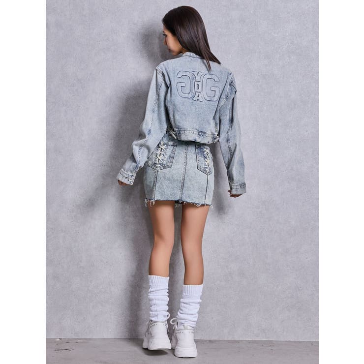 Symmery GYDA EMBOSSノーカラーデニムショートブルゾン | GYDA | 詳細画像13 