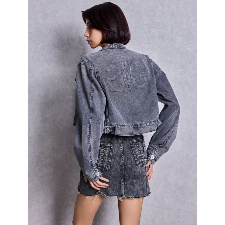 Symmery GYDA EMBOSSノーカラーデニムショートブルゾン | GYDA | 詳細画像17 