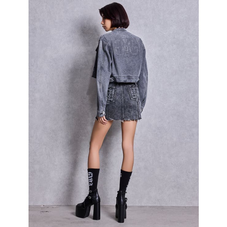 Symmery GYDA EMBOSSノーカラーデニムショートブルゾン | GYDA | 詳細画像19 