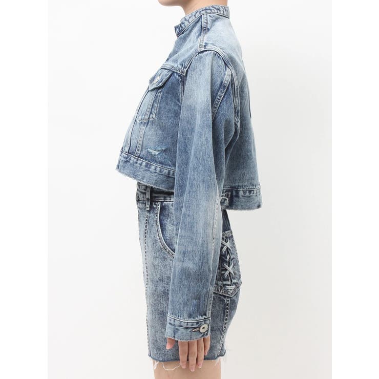 Symmery GYDA EMBOSSノーカラーデニムショートブルゾン | GYDA | 詳細画像29 