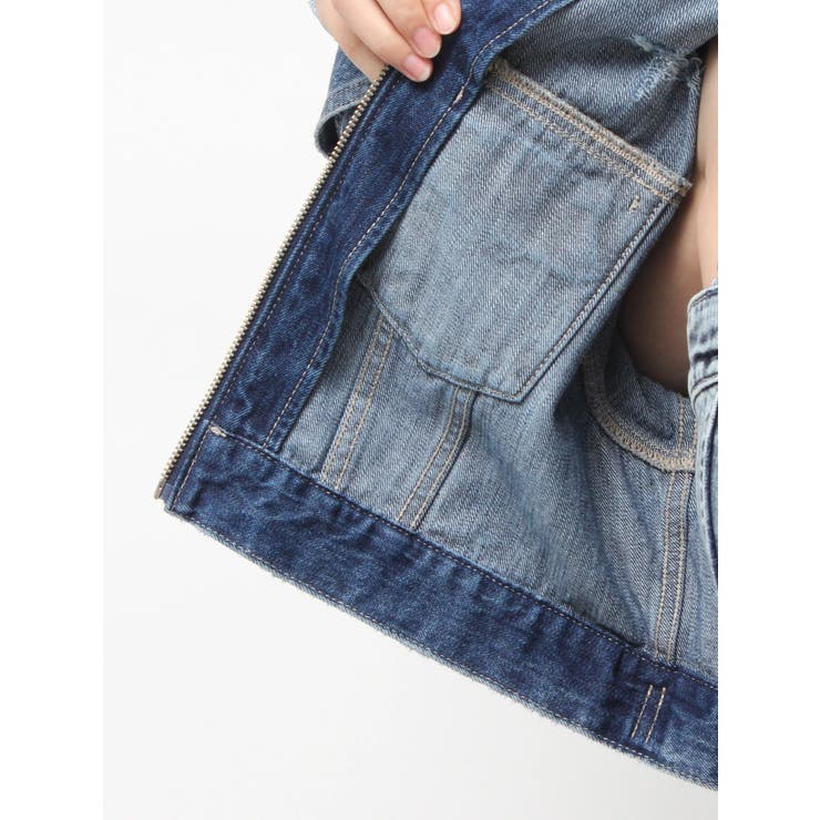 Symmery GYDA EMBOSSノーカラーデニムショートブルゾン | GYDA | 詳細画像34 