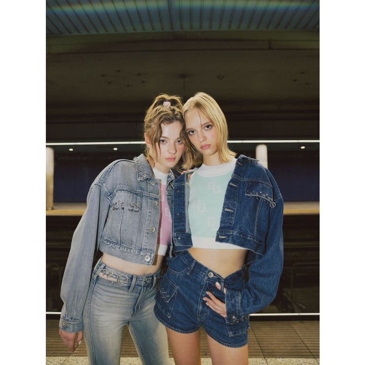 ring bijou studsデザインデニムショートGジャン | GYDA | 詳細画像14 