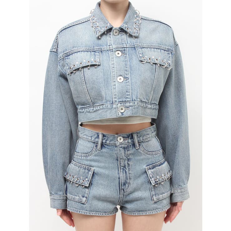 ring bijou studsデザインデニムショートGジャン | GYDA | 詳細画像17 