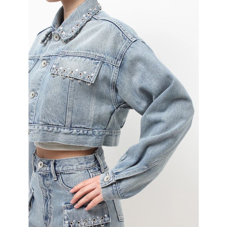 ring bijou studsデザインデニムショートGジャン | GYDA | 詳細画像21 