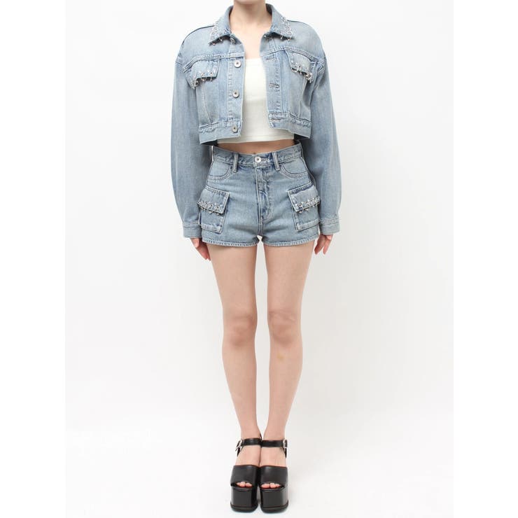 ring bijou studsデザインデニムショートGジャン | GYDA | 詳細画像26 