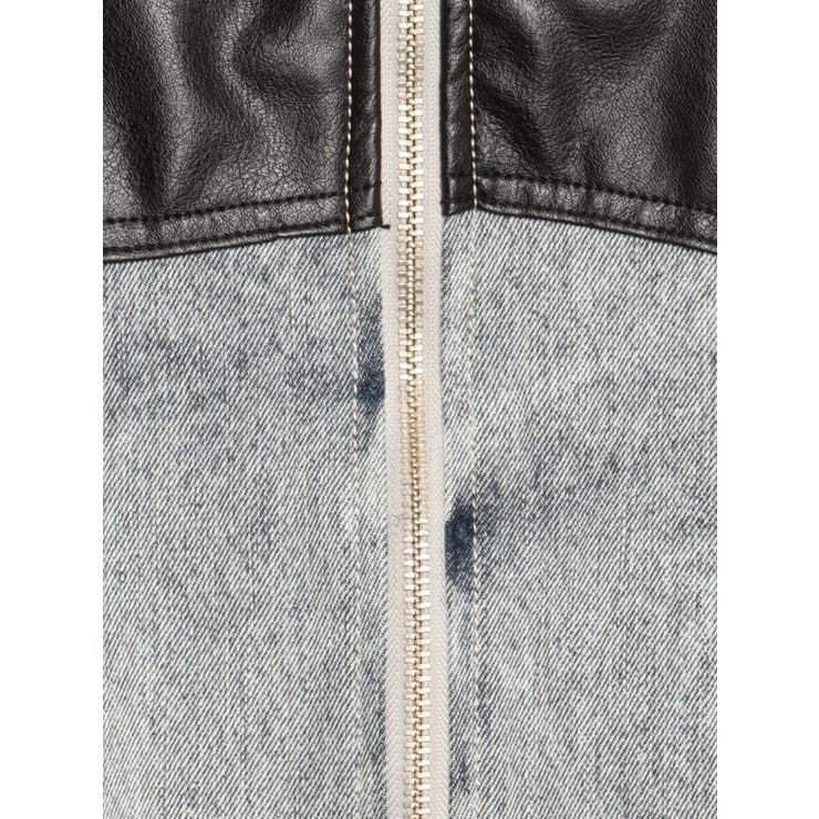 【TINY】フェイクレザードッキングデニムZIPショートジャケット | GYDA | 詳細画像20 