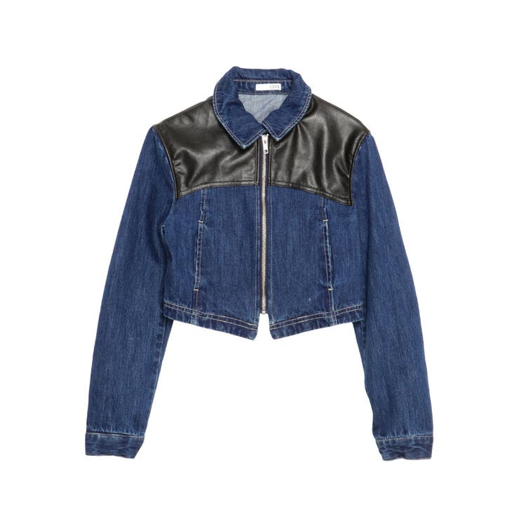 【TINY】フェイクレザードッキングデニムZIPショートジャケット | GYDA | 詳細画像23 