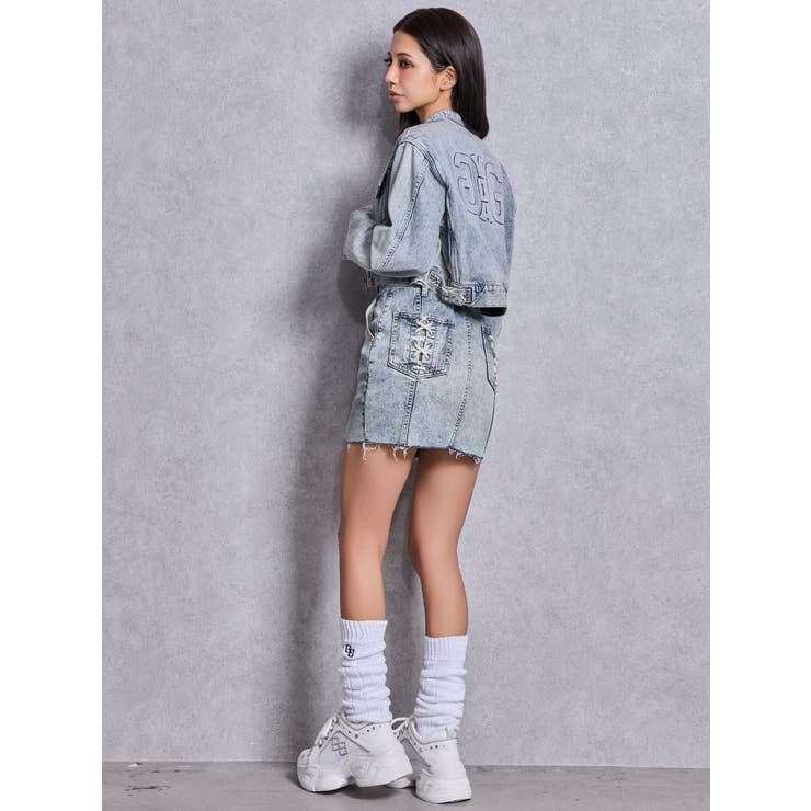 Symmetry GYDAフロントZIPスカートライクデニムタイトミニワンピース | GYDA | 詳細画像21 