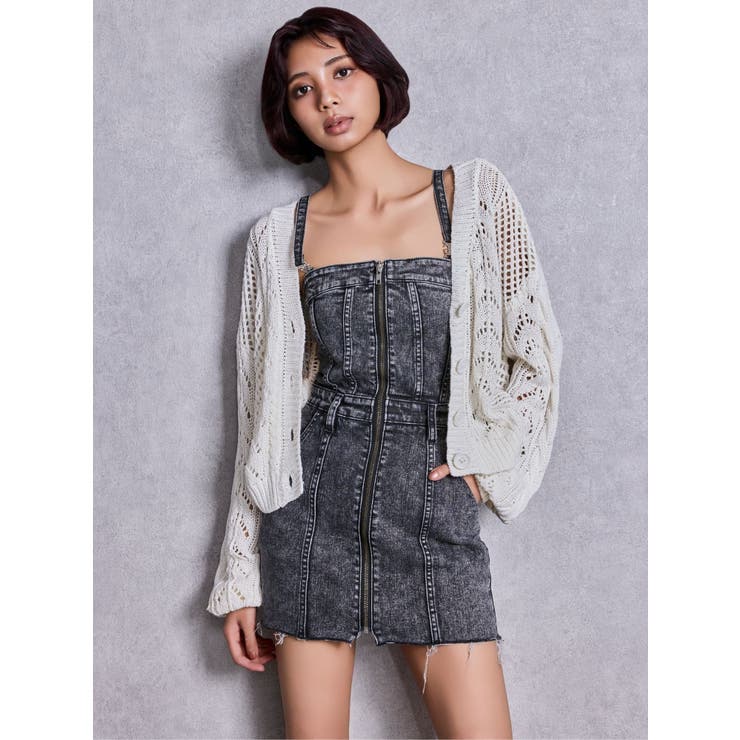 Symmetry GYDAフロントZIPスカートライクデニムタイトミニワンピース | GYDA | 詳細画像44 