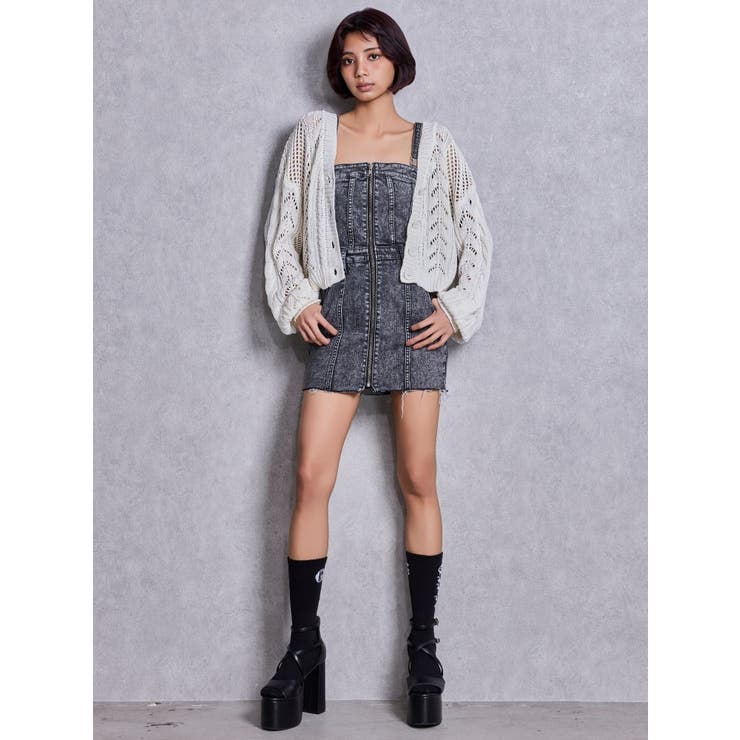 Symmetry GYDAフロントZIPスカートライクデニムタイトミニワンピース | GYDA | 詳細画像45 