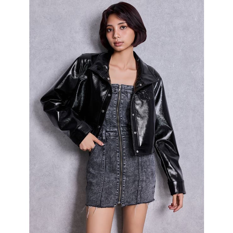 Symmetry GYDAフロントZIPスカートライクデニムタイトミニワンピース | GYDA | 詳細画像46 