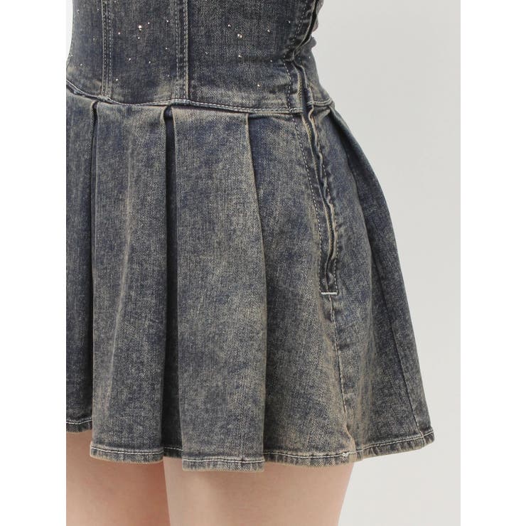 GG bijouデニムプリーツスカートライクミニワンピース | GYDA | 詳細画像20 