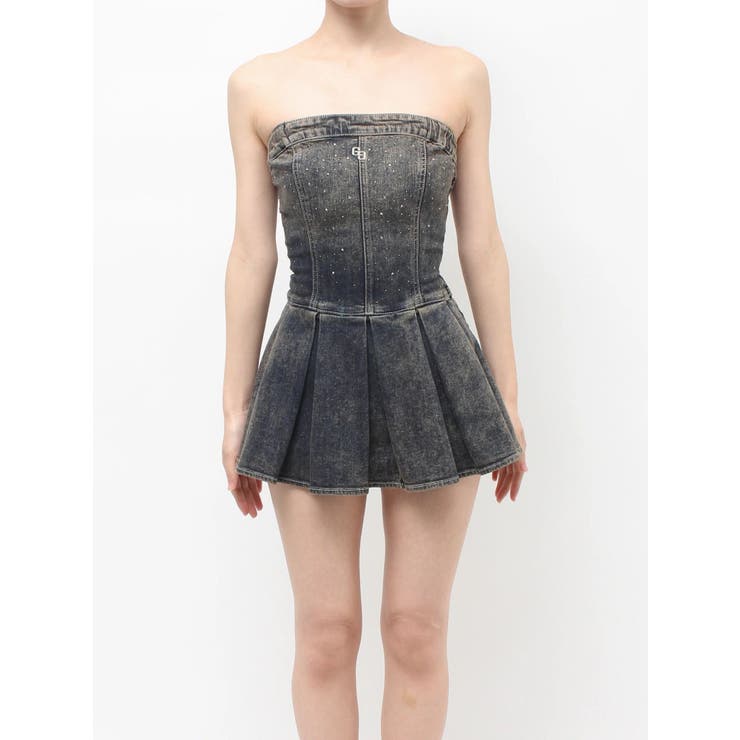 GG bijouデニムプリーツスカートライクミニワンピース | GYDA | 詳細画像22 