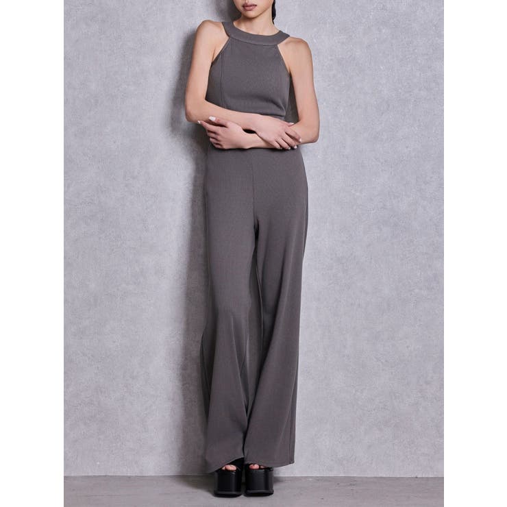 チャコールグレー | バックZIPテレコロンパース | GYDA