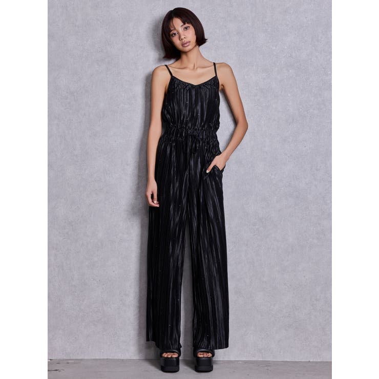 SPARKLEサテンプリーツロンパース | GYDA | 詳細画像4 