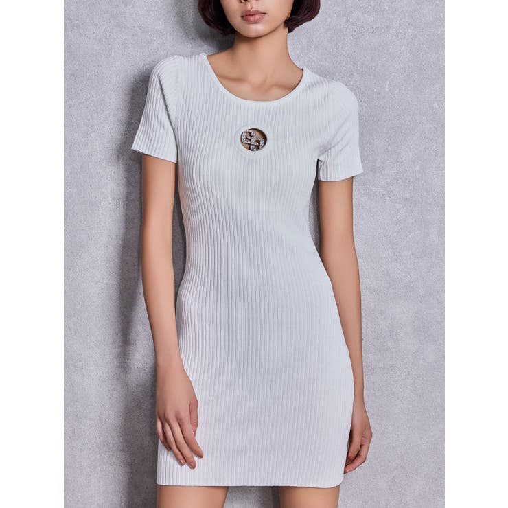 オフホワイト | GG bijou MOLDハーフスリーブニットワンピース | GYDA