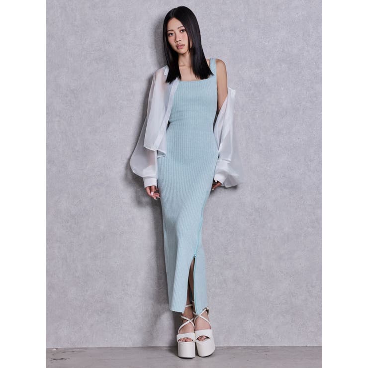 バックオープンジップスリットリブニットロングワンピース | GYDA | 詳細画像12 