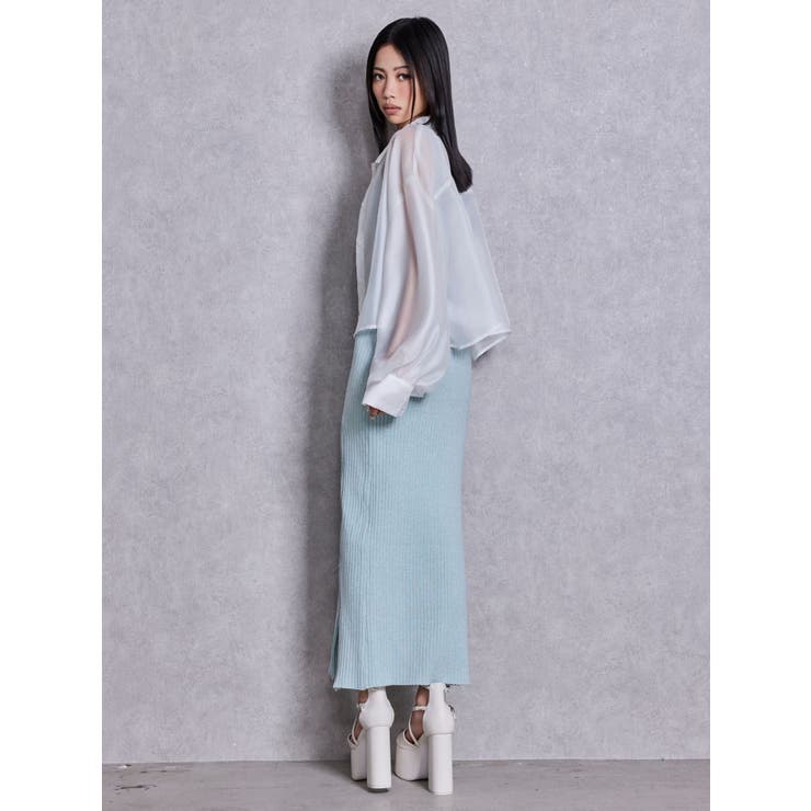 バックオープンジップスリットリブニットロングワンピース | GYDA | 詳細画像13 