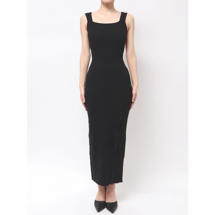 バックオープンジップスリットリブニットロングワンピース | GYDA | 詳細画像21 