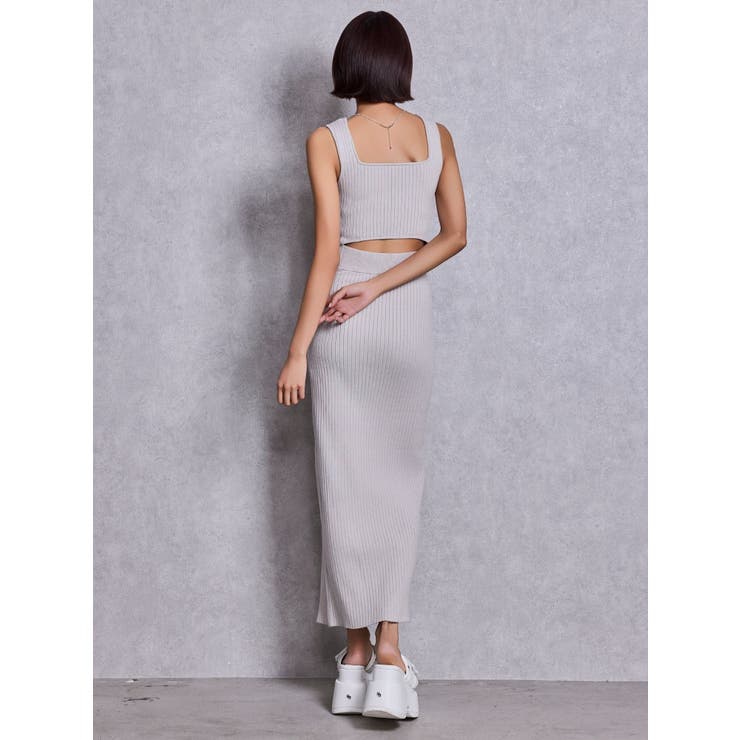 バックオープンジップスリットリブニットロングワンピース | GYDA | 詳細画像3 