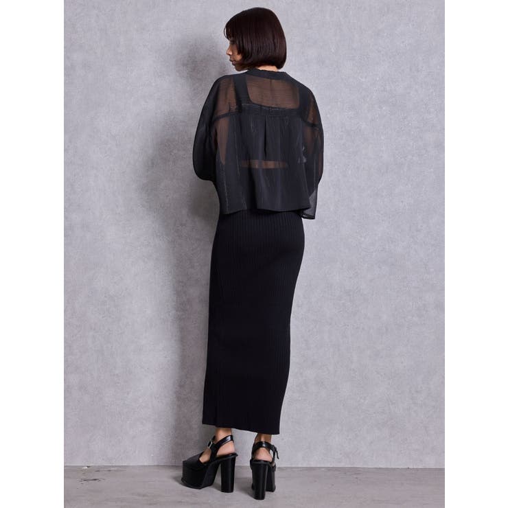 バックオープンジップスリットリブニットロングワンピース | GYDA | 詳細画像8 