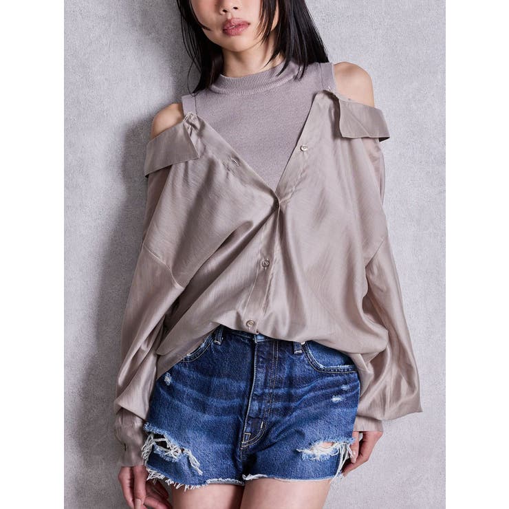 ベージュ | 3WAYショルダーOPENシアードッキングシャツ | GYDA