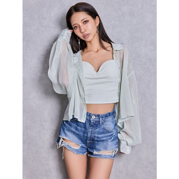 SHEERラメショートシャツ | GYDA | 詳細画像10 