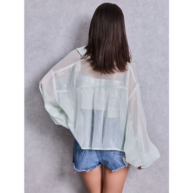 SHEERラメショートシャツ | GYDA | 詳細画像11 