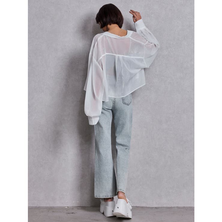 SHEERラメショートシャツ | GYDA | 詳細画像17 