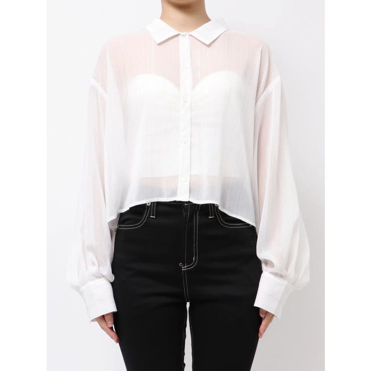 SHEERラメショートシャツ | GYDA | 詳細画像19 